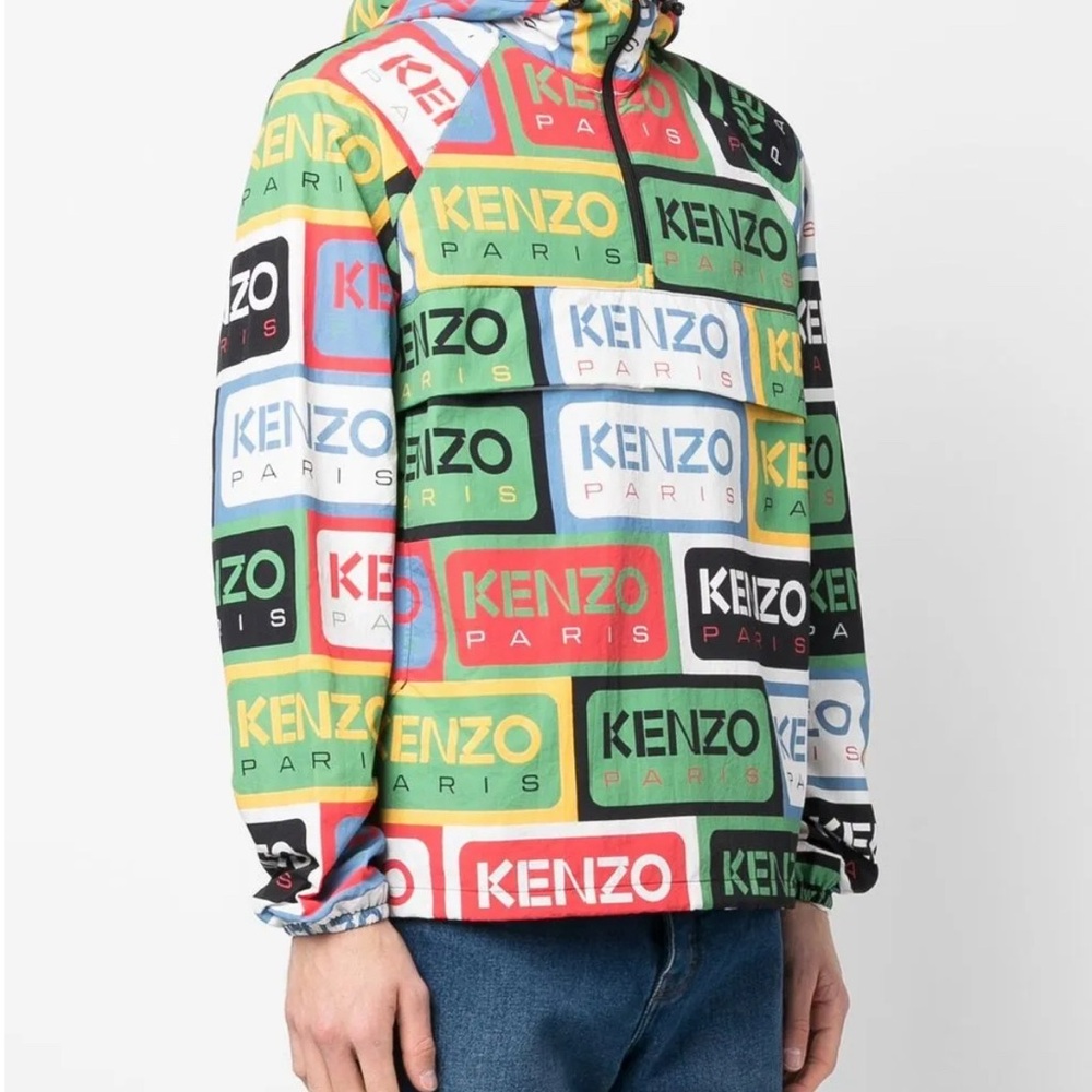 Authentic Kenzo labl-print half-zip windbreaker